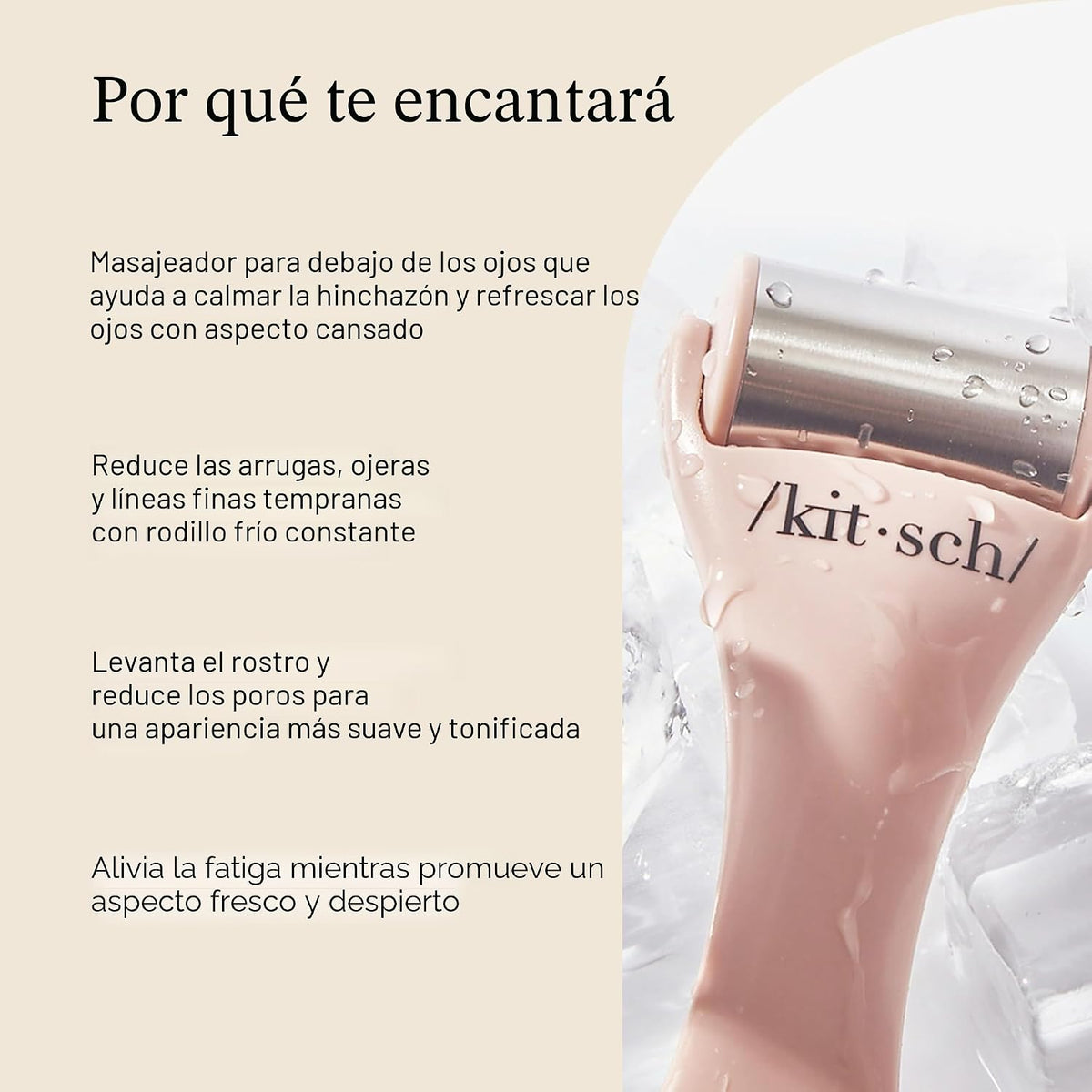 Kitsch Rodillo de hielo de acero inoxidable para cara, esencial par...