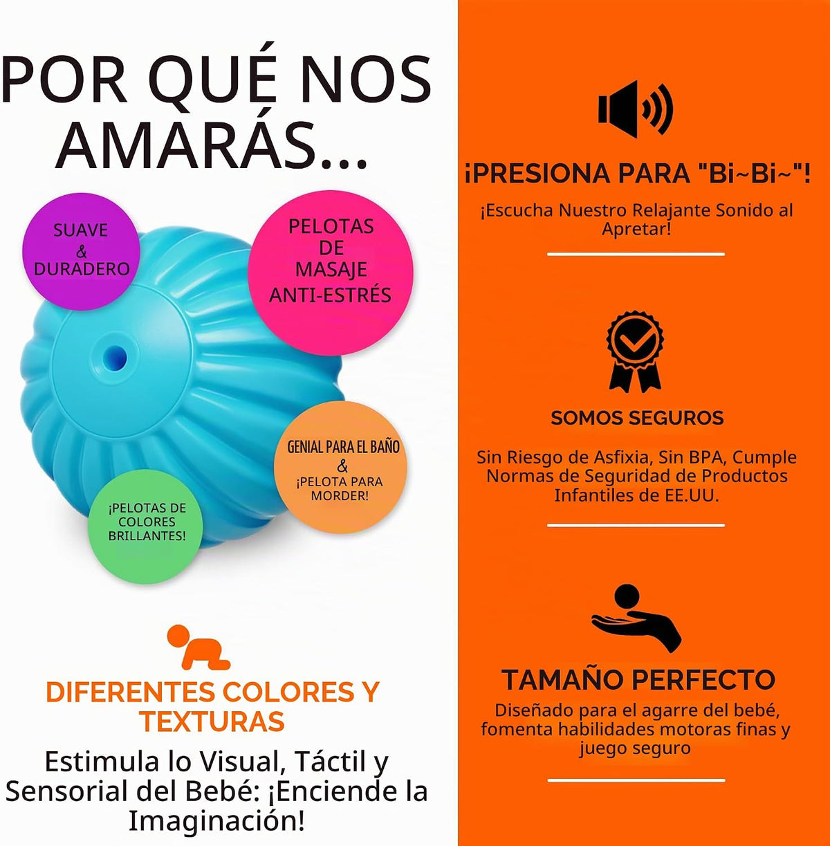 ROHSCE Bolas de bebé para niños pequeños de 1 a 3 años, juguetes de...