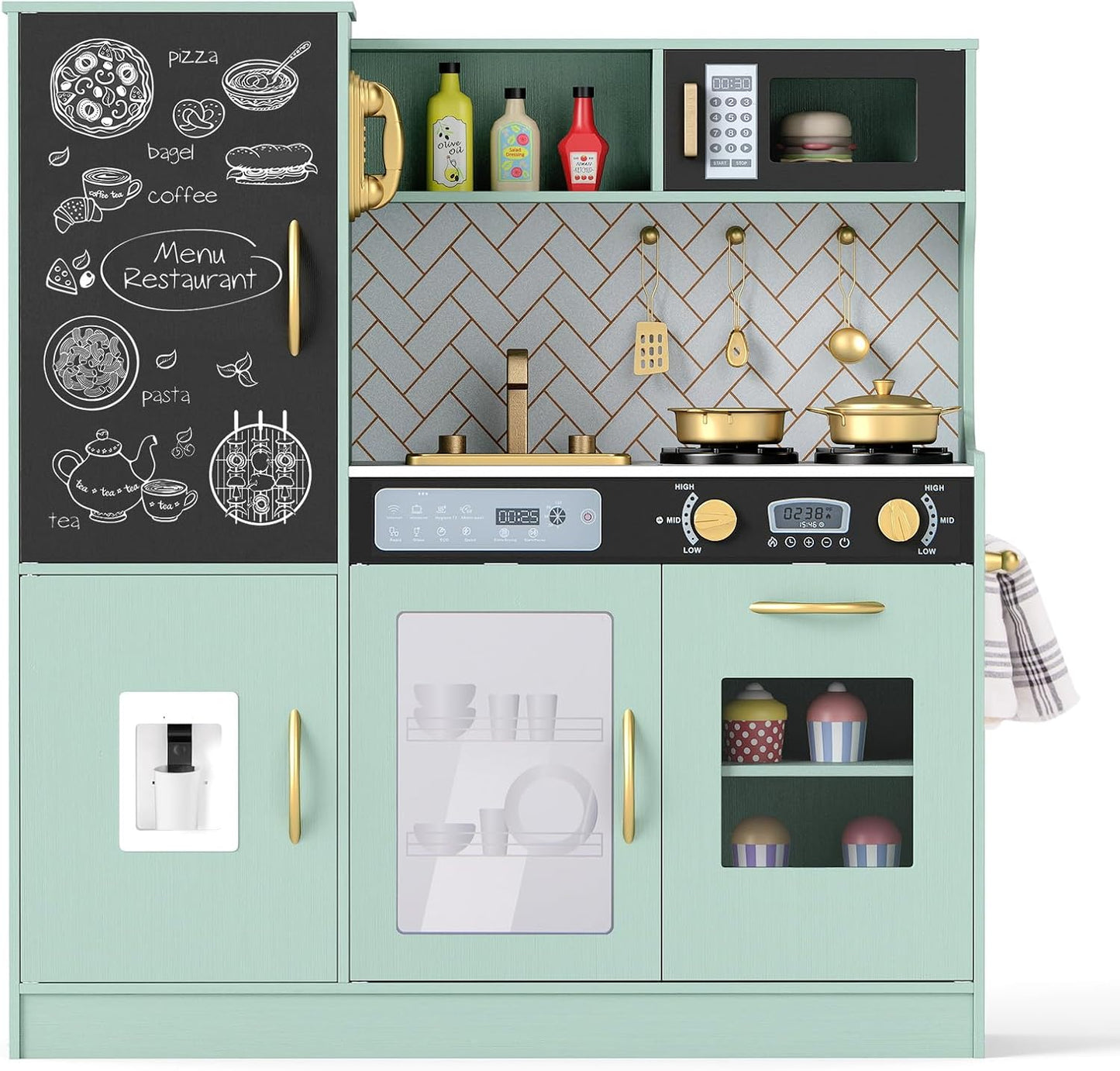 Costzon Juego de cocina para niños, juego de juguetes de cocina de...