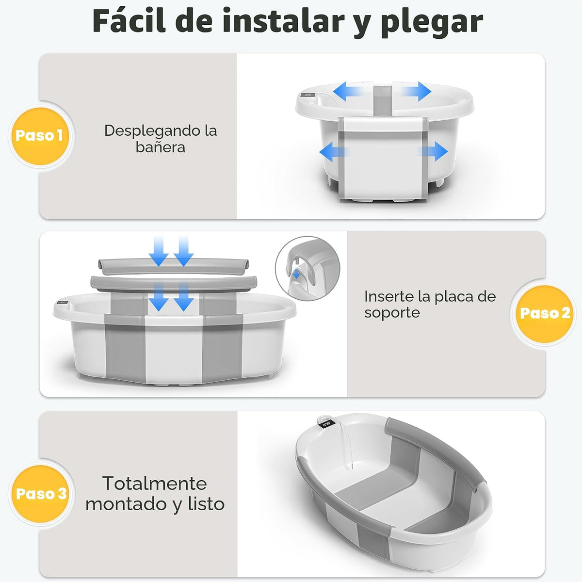 Himold Bañera plegable para recién nacidos a niños pequeños de 0 a...