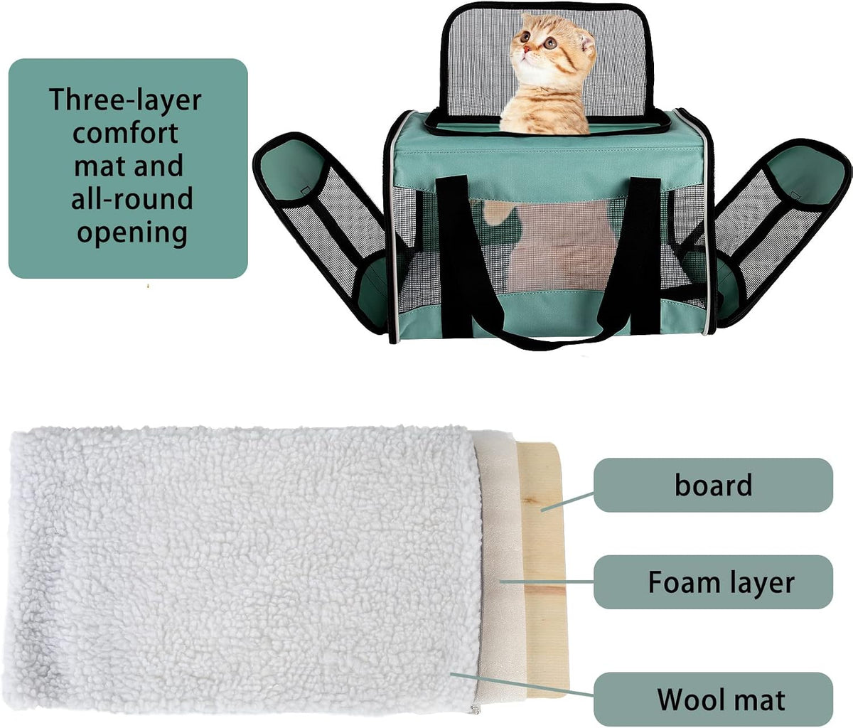 Transportador plegable para gatos y perros con laterales suaves, ap...