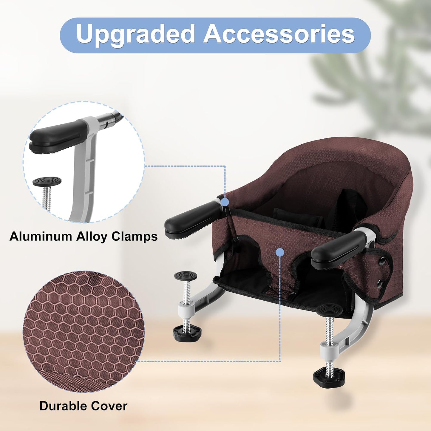 Toogel Silla alta de gancho, asiento plegable con clip de viaje par...