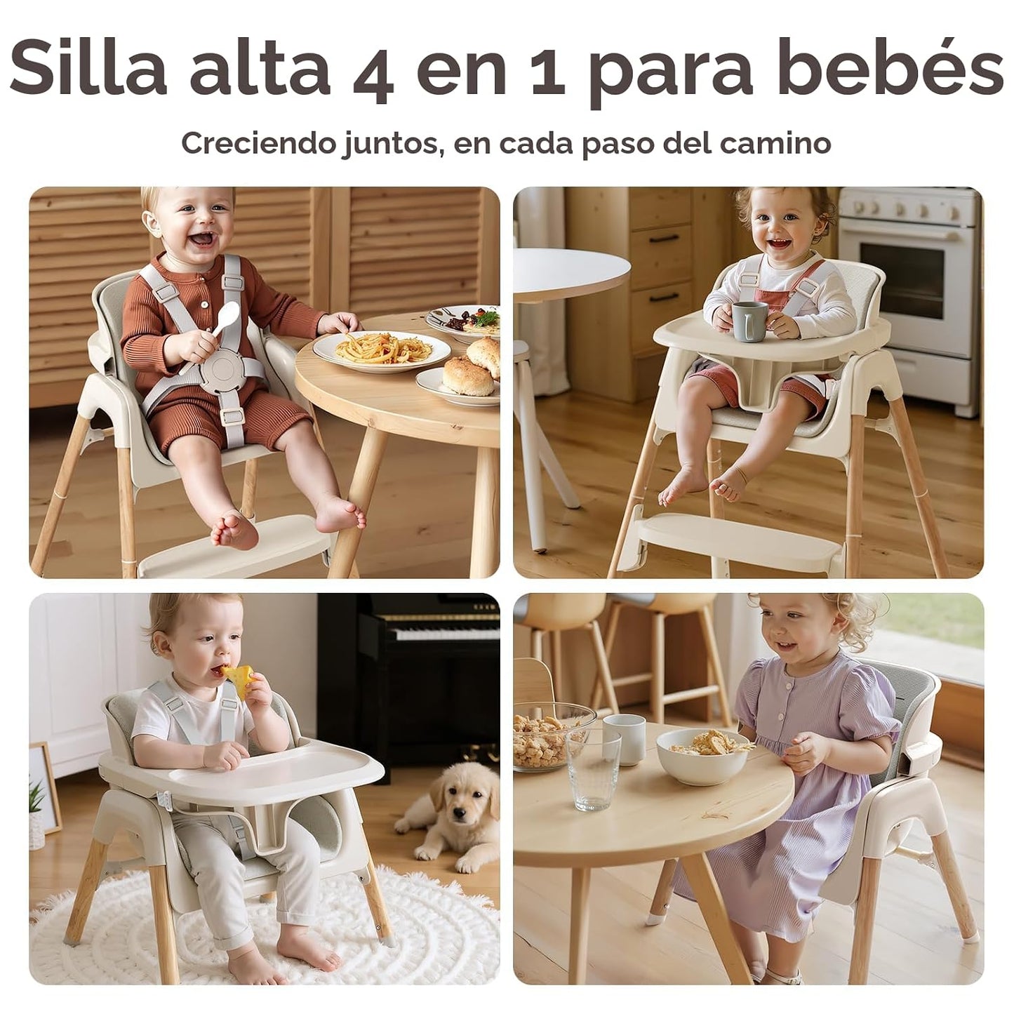 Mloong Silla alta para bebés y niños pequeños, sillas altas ajustab...