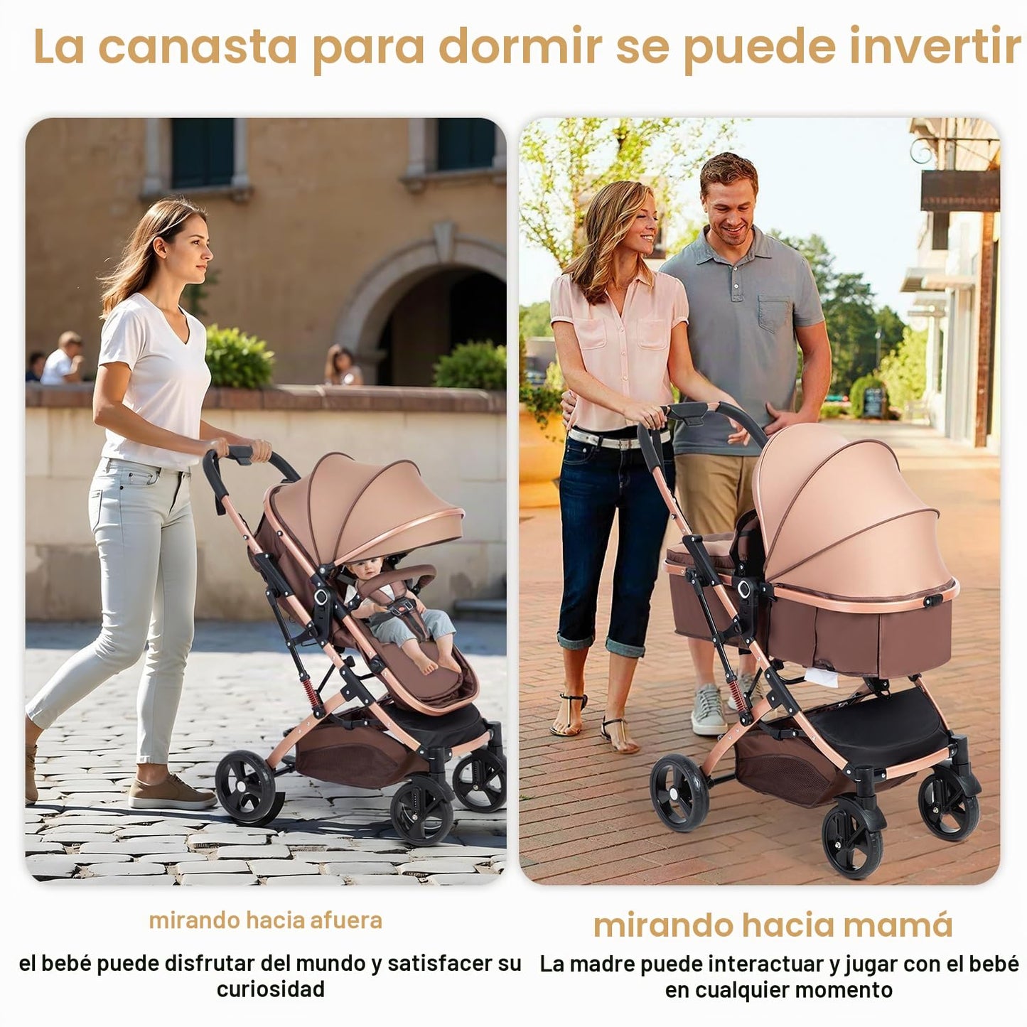 Cochecito de bebé reversible para recién nacido 2 en 1, cochecito d...