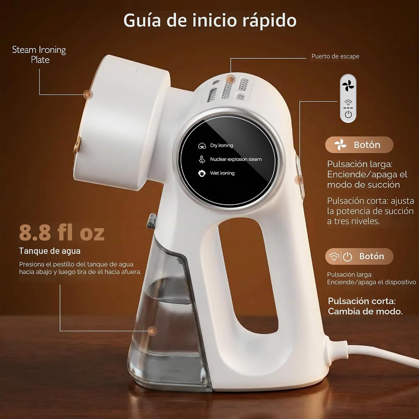 FULQULK Vaporizador para ropa, vaporizador de mano soporta colgar y...