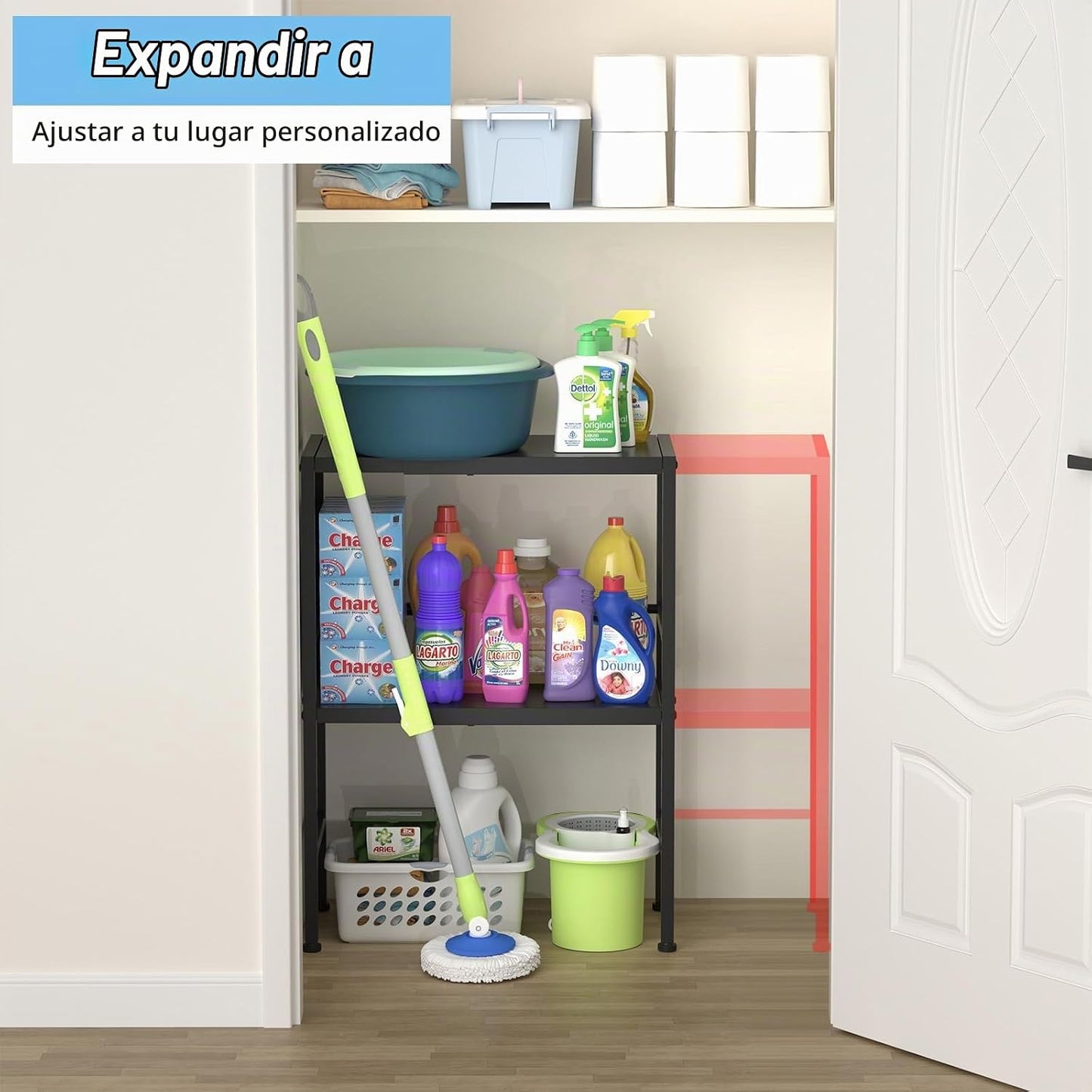 Estantes de almacenamiento de metal expandibles de 2 niveles, estan...