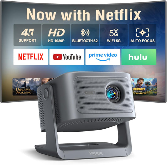 【Ahora con Netflix】Proyector inteligente 4K con WiFi y Bluetooth, V...