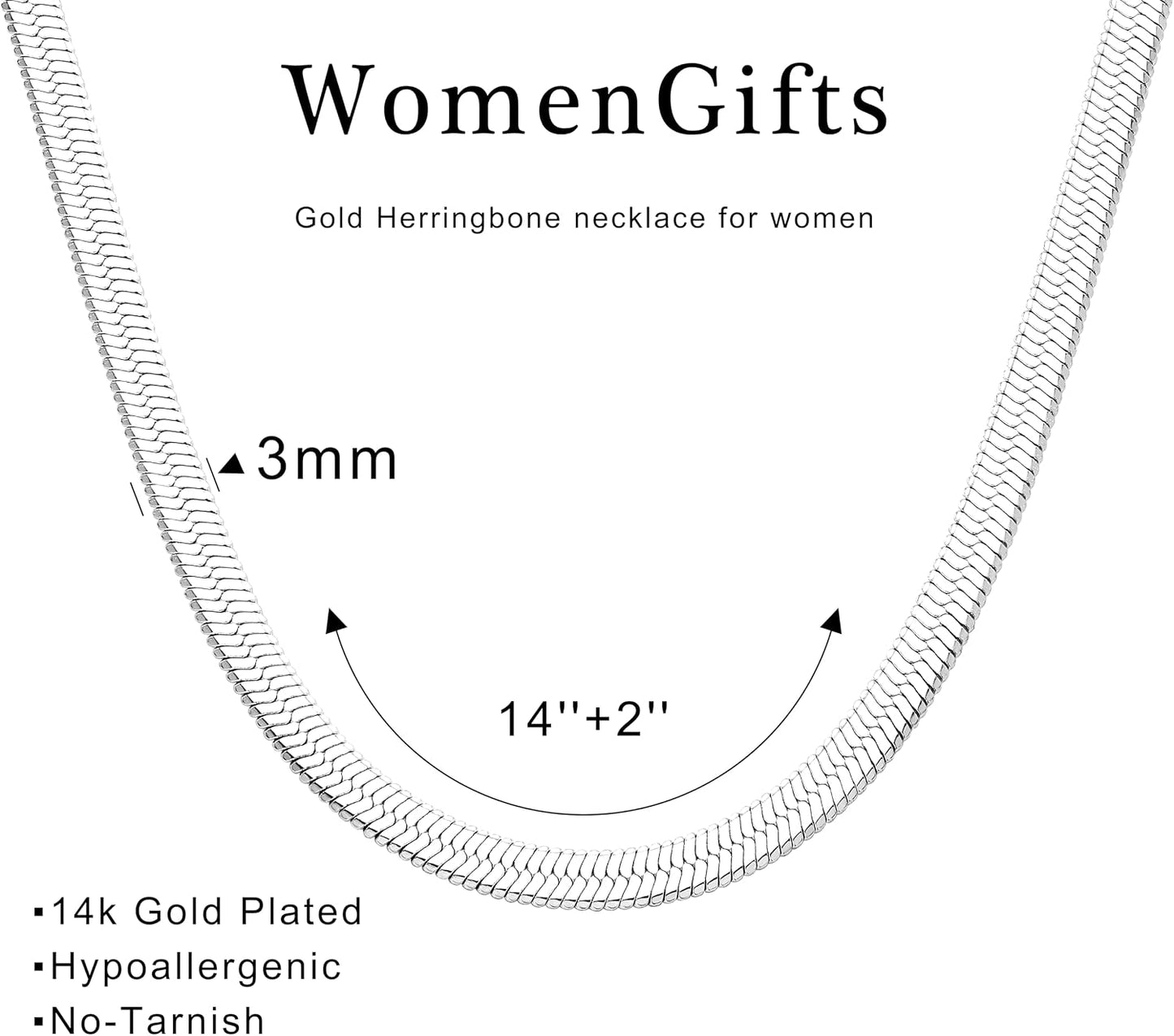 WomenGifts Collar de espiga chapado en oro de 14 quilates para muje...