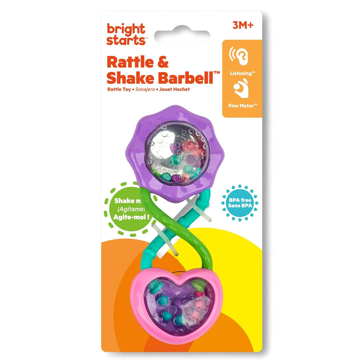 Sonajero Bright Starts and Shake Barbell - Hermoso en Rosa, para be...