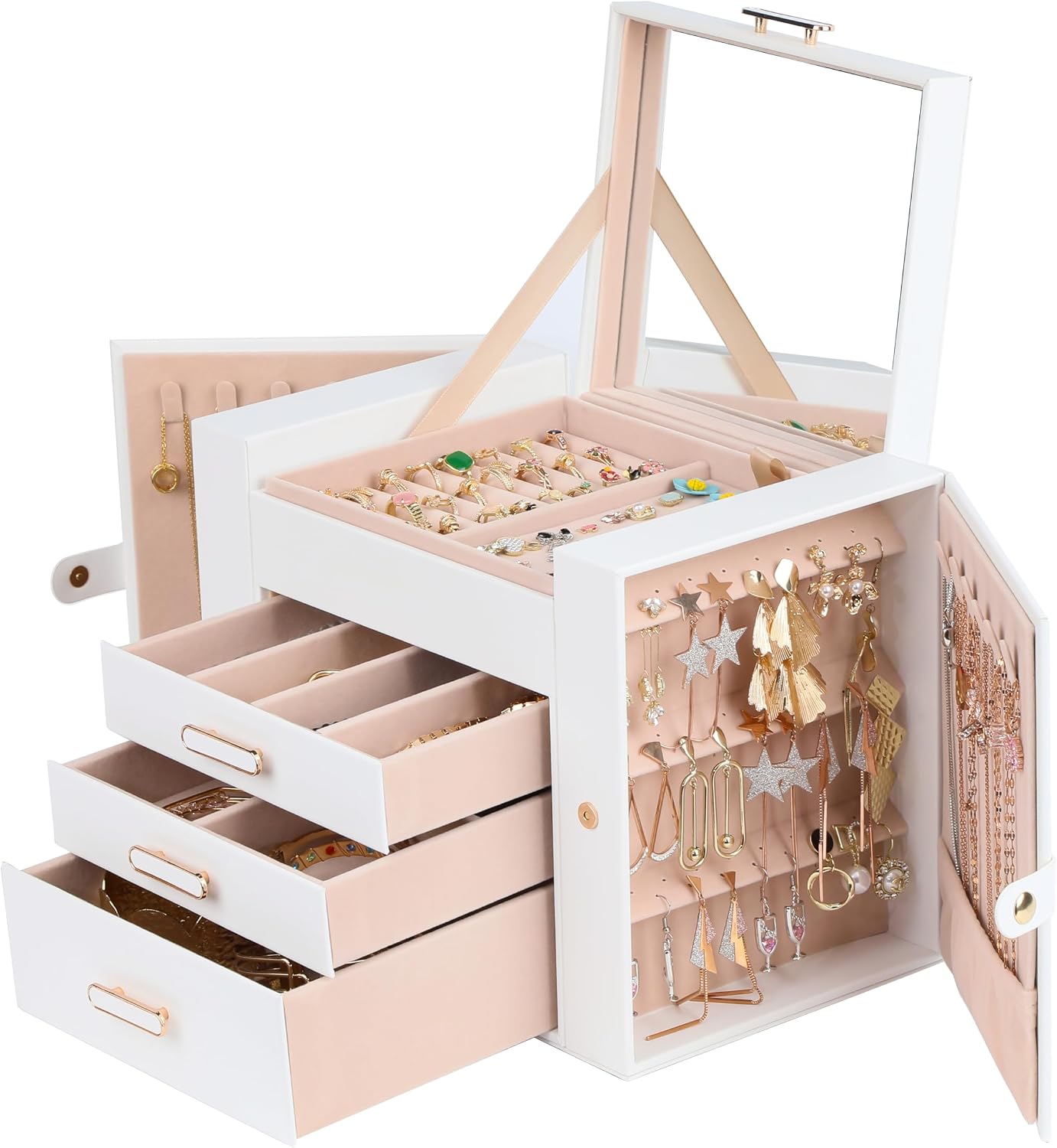 ASINGYER Cajas de Joyería para Mujer, Organizador de Joyería de 4 C...