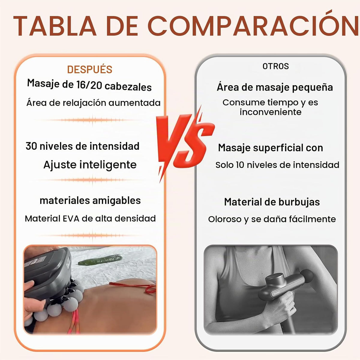 Jaxiuk Masajeador de espalda de tejido profundo de 16 cabezas para...