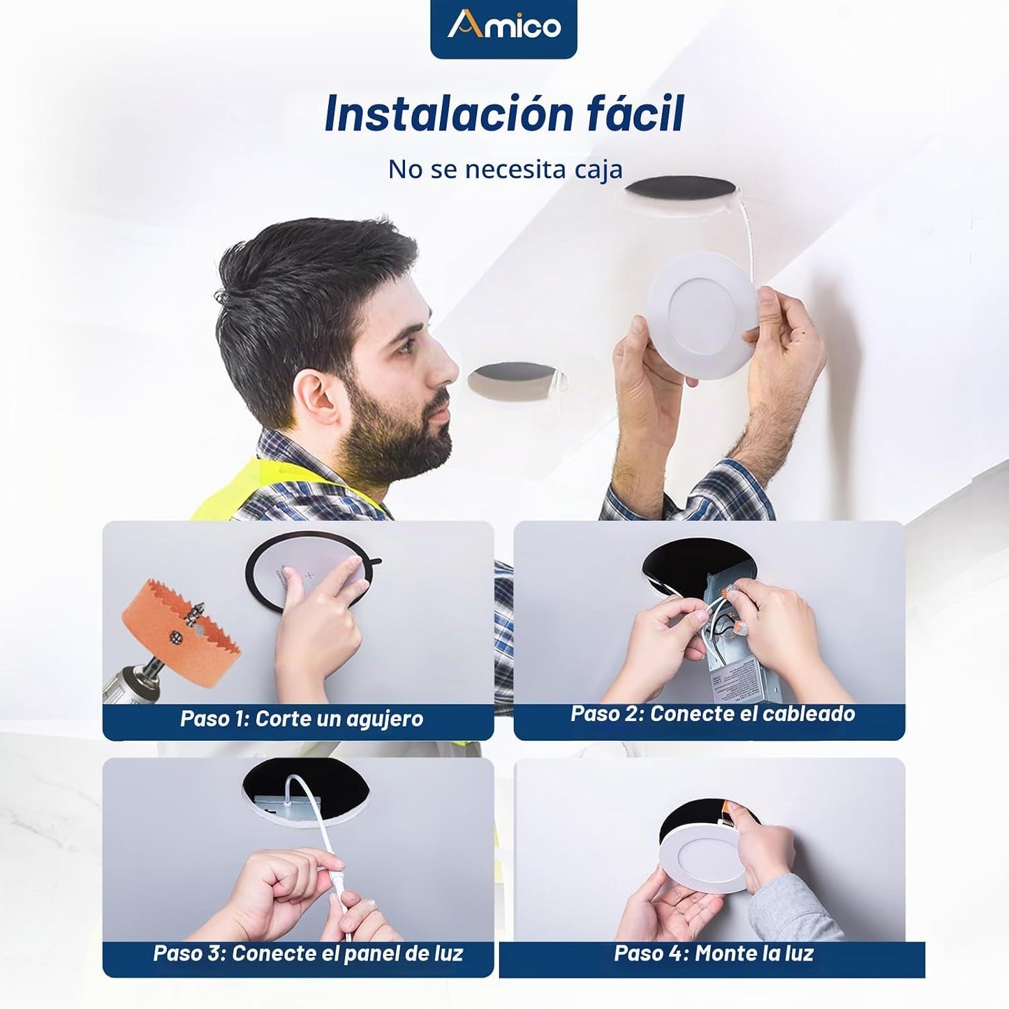 Amico Paquete de 24 luces de techo empotrables ultrafinas de 3 pulg...