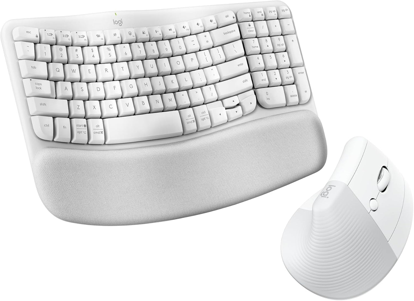 Logitech Wave Keys - Teclado ergonómico inalámbrico con reposamanos...