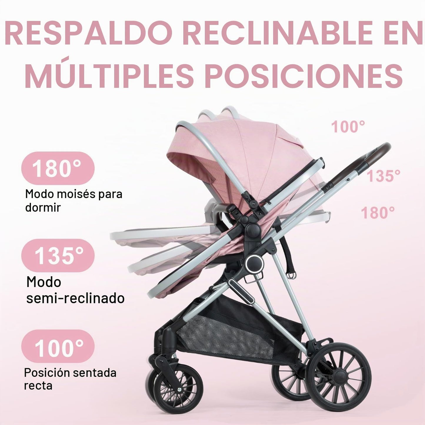 Cochecito de bebé 2 en 1 con modo moisés \u2013 Cochecito plegable...