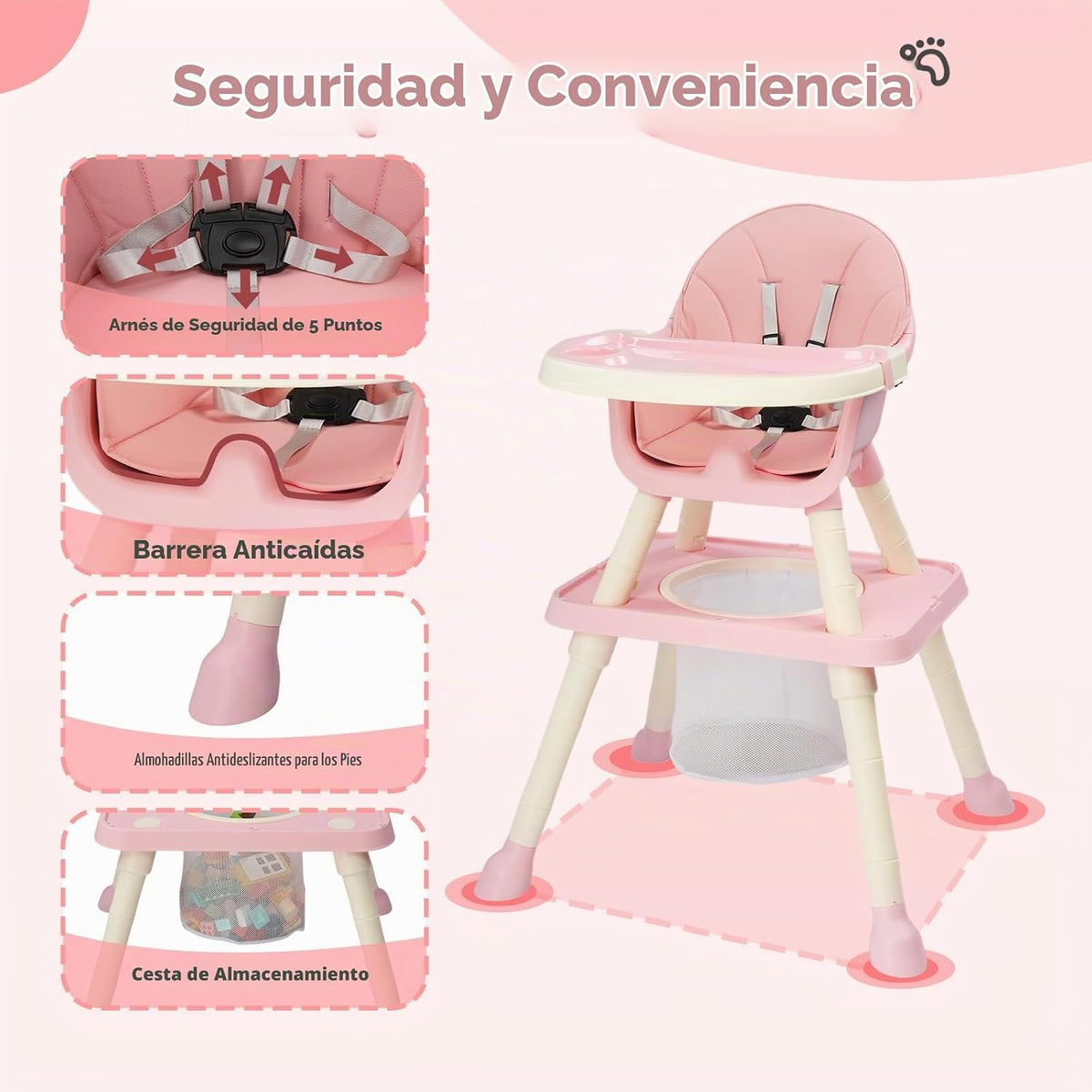 JOYMOR Silla alta 7 en 1 para bebés y niños pequeños, mesa y silla...