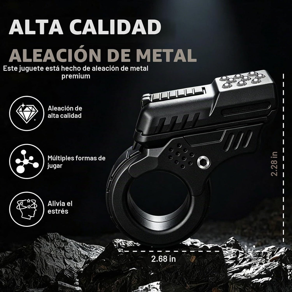 Juguetes Fidget Pistola de Metal Juguetes Fidget Adultos Acero Inox...