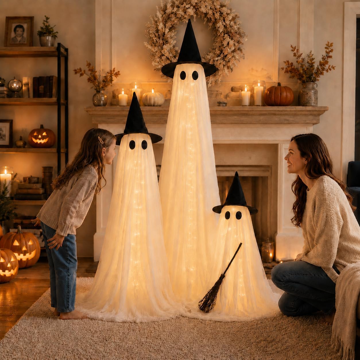 Decoraciones de Halloween para exteriores, paquete de 3 fantasmas |...