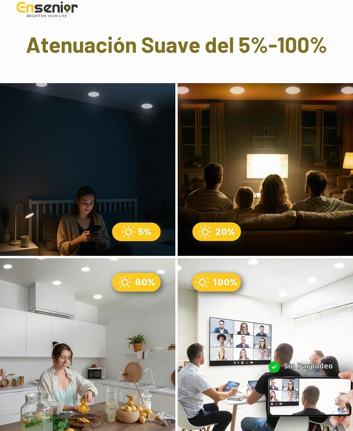 Ensenior paquete de 24 lámparas de techo empotrables LED de 6 pulga...