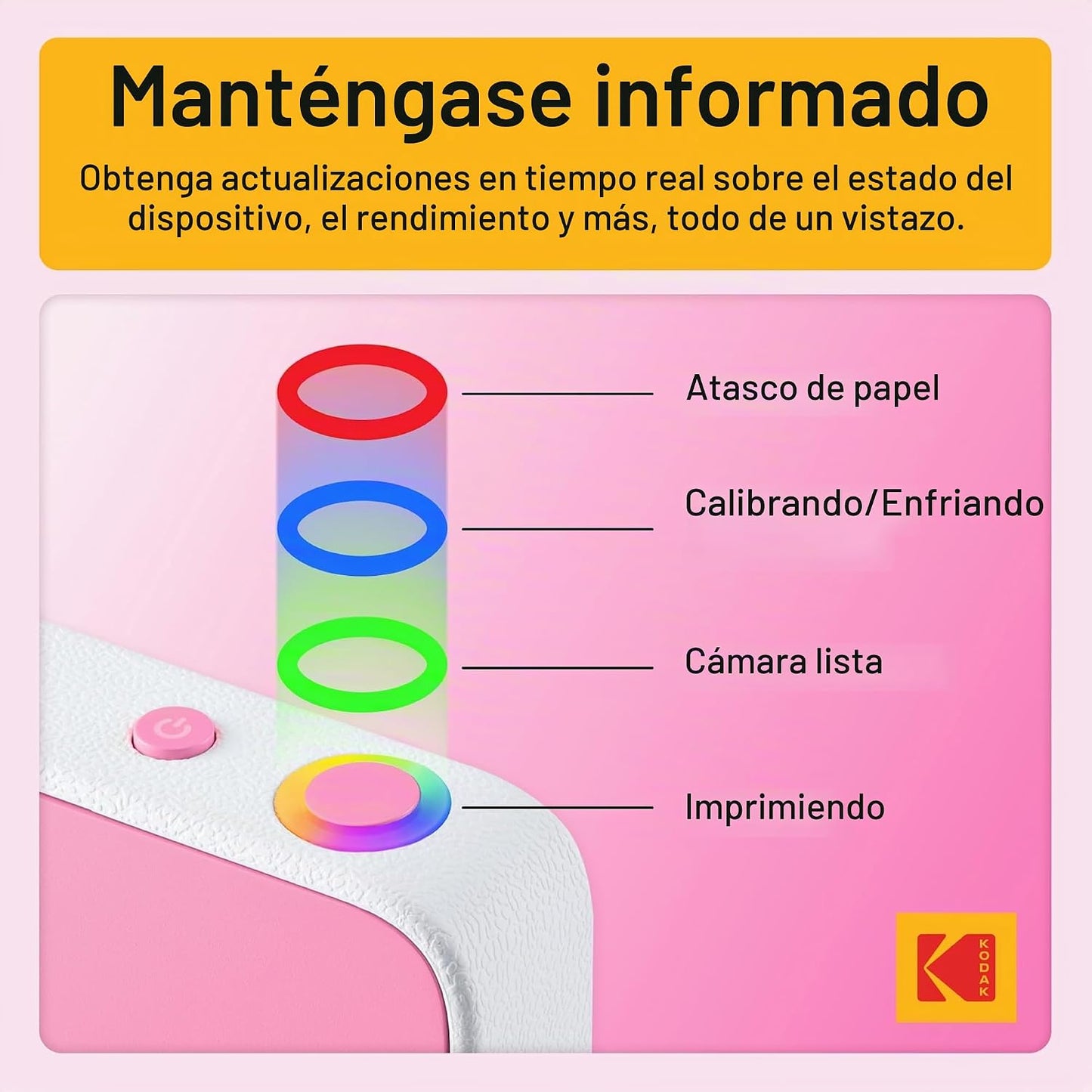 KODAK Printomatic+ Cámara digital de impresión instantánea (rosa) d...