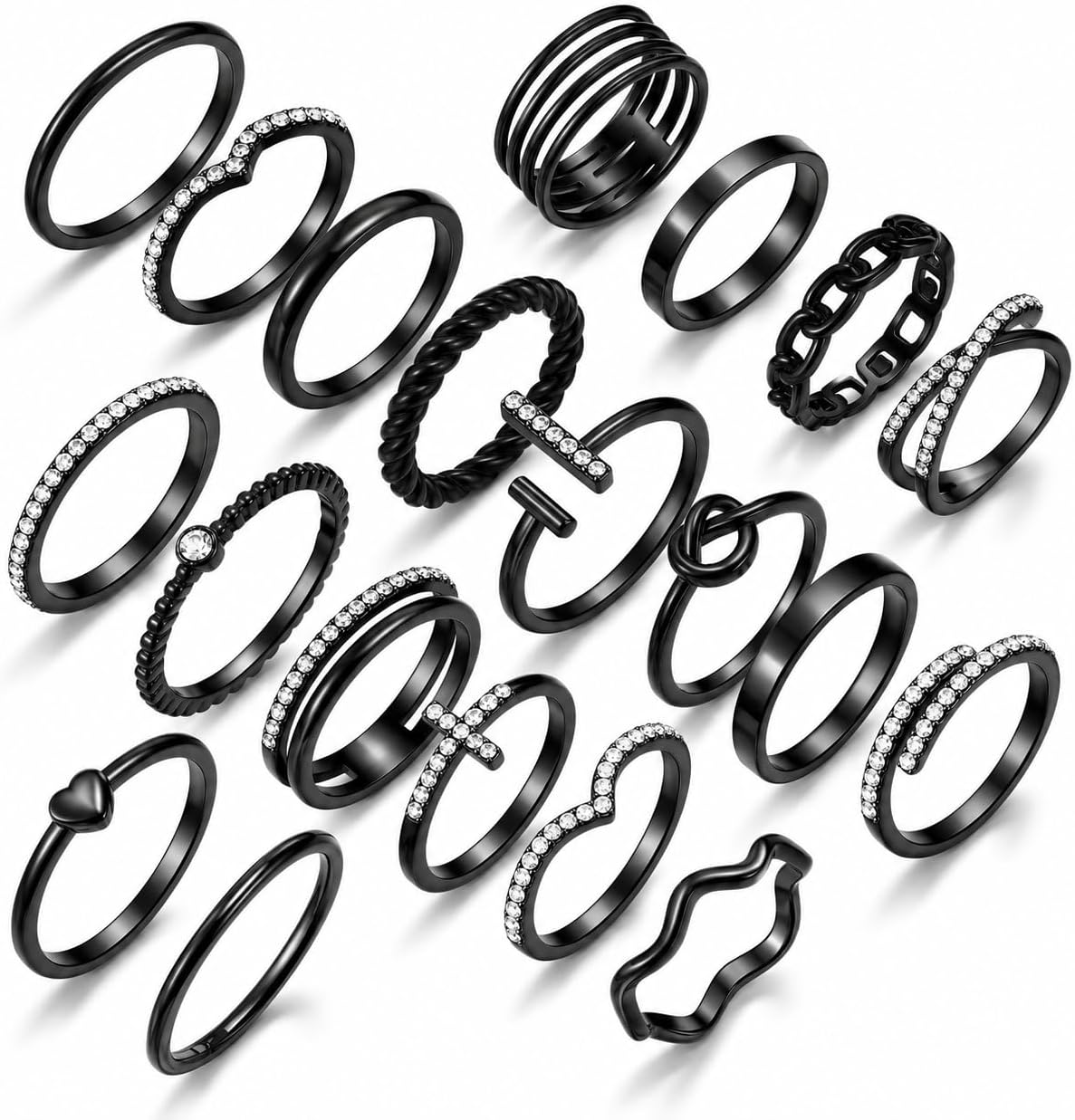 KISS WIFE Anillos apilables de oro para mujer, delicado juego de an...