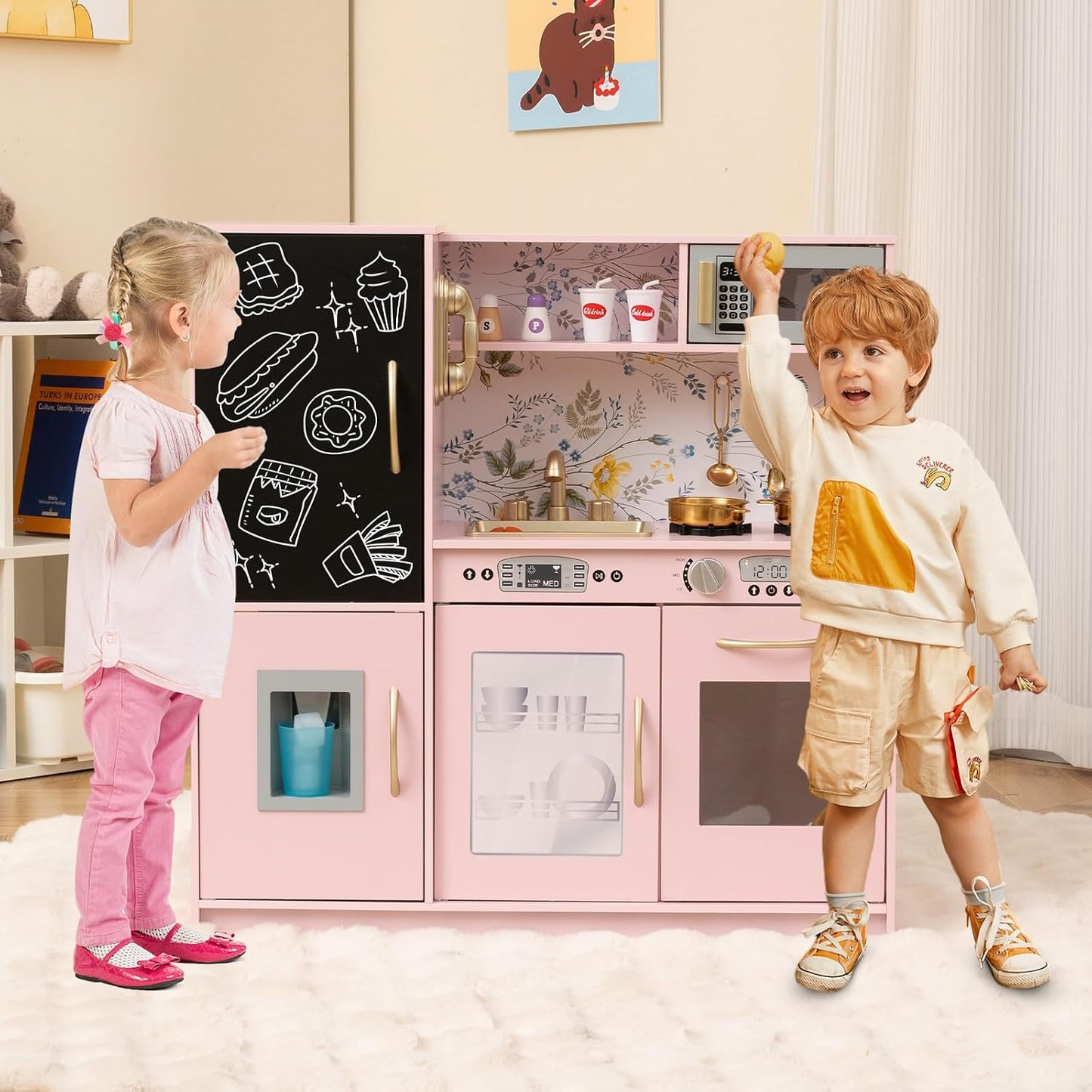 Costzon Juego de cocina para niños, juego de juguetes de cocina de...