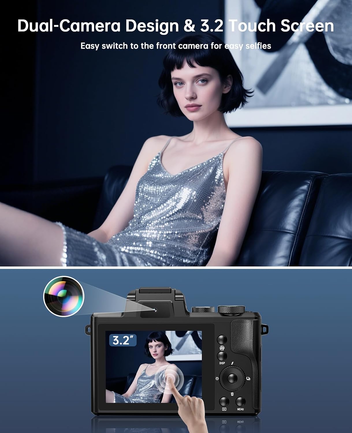 Cámara digital 8K, cámaras con enfoque automático de 88MP para foto...