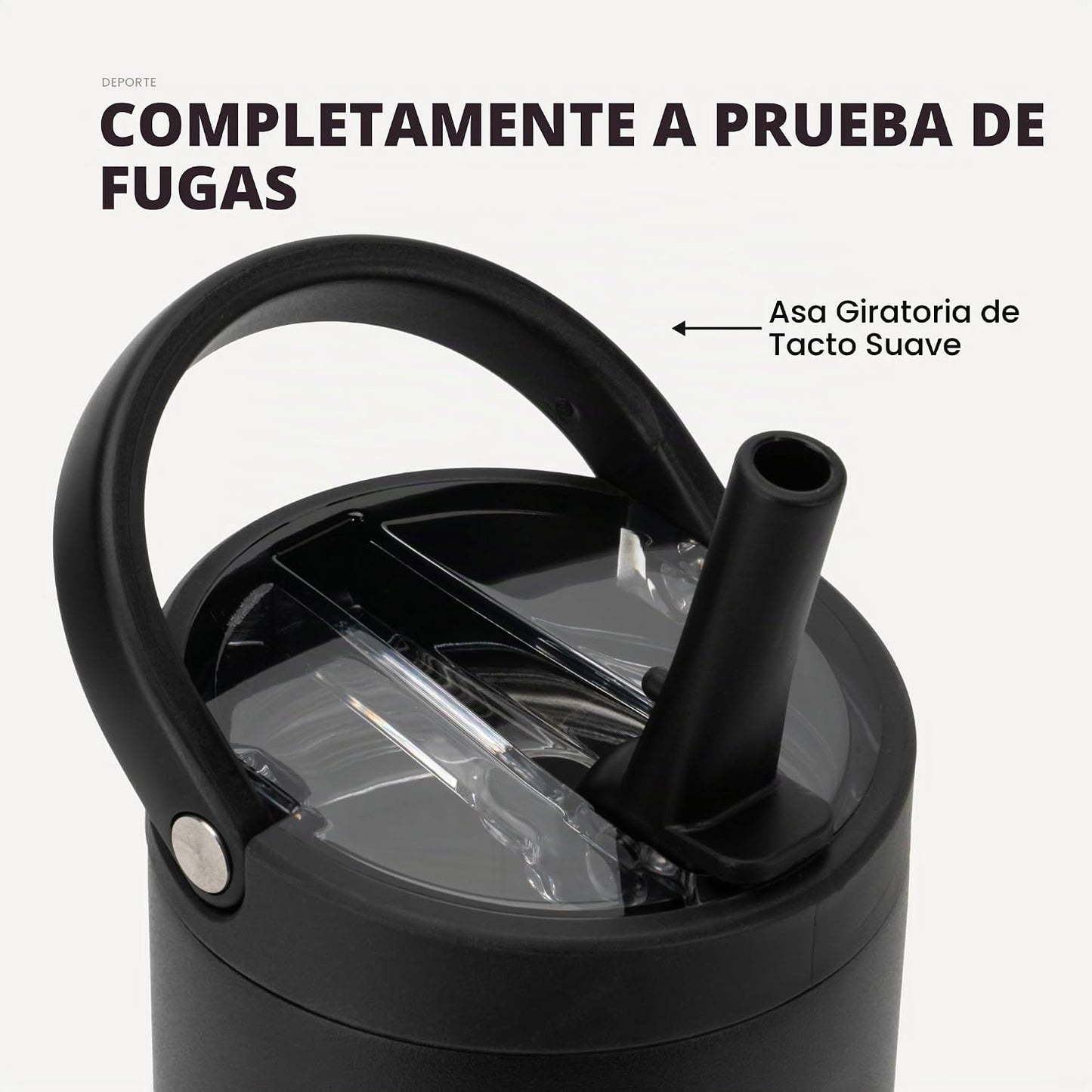 HydroJug Sport Botella de acero inoxidable con popote, aislada al v...