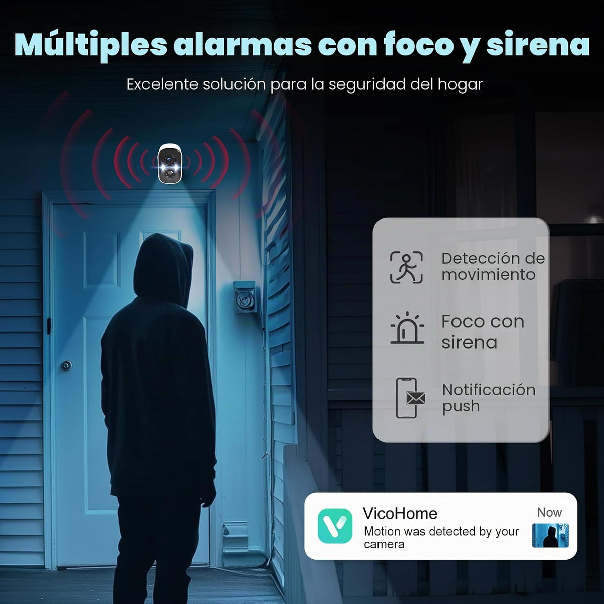 Techage Cámaras de seguridad 2K inalámbricas para exteriores, detec...