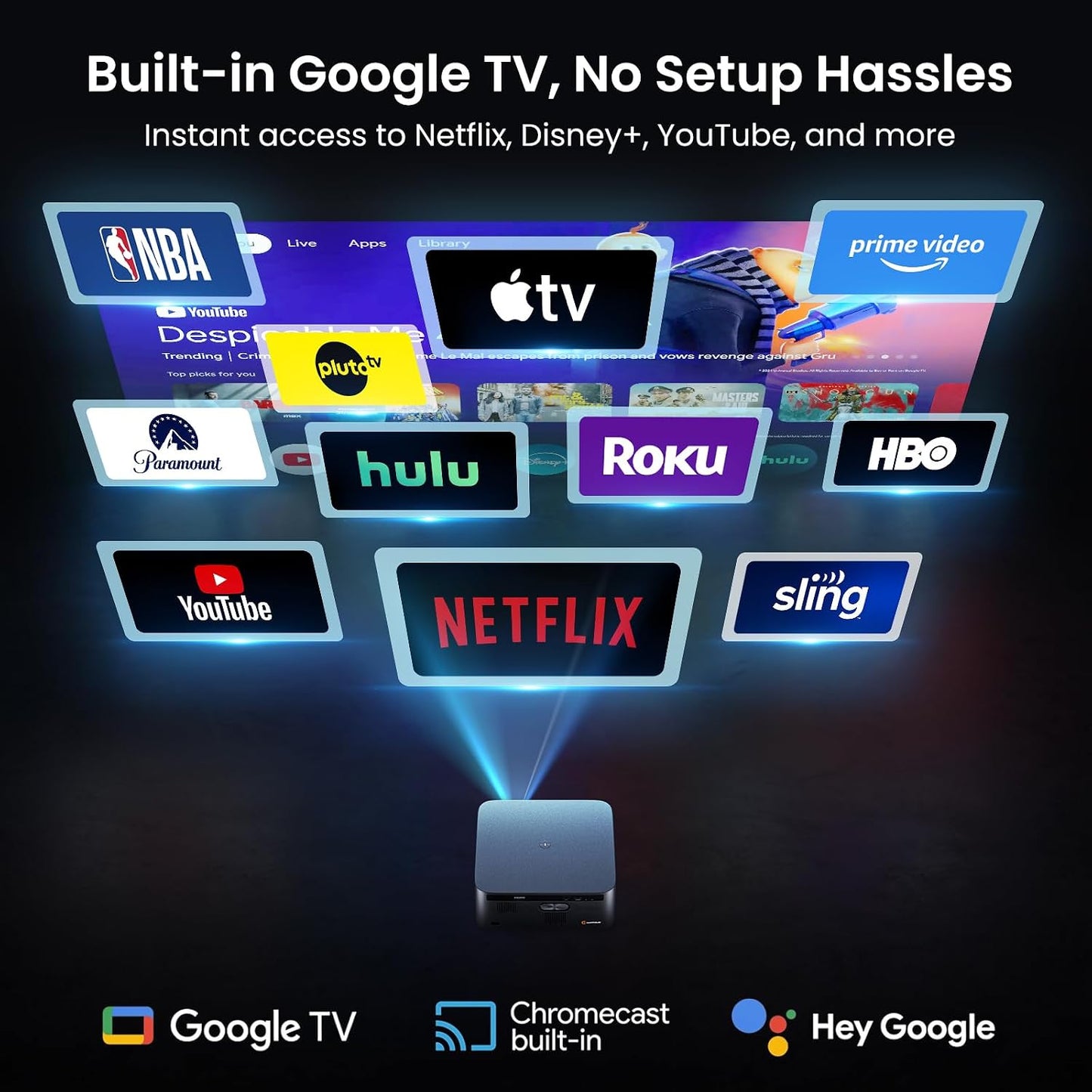 HAPPRUN Proyector para exteriores de 3000 lúmenes ANSI con Google T...