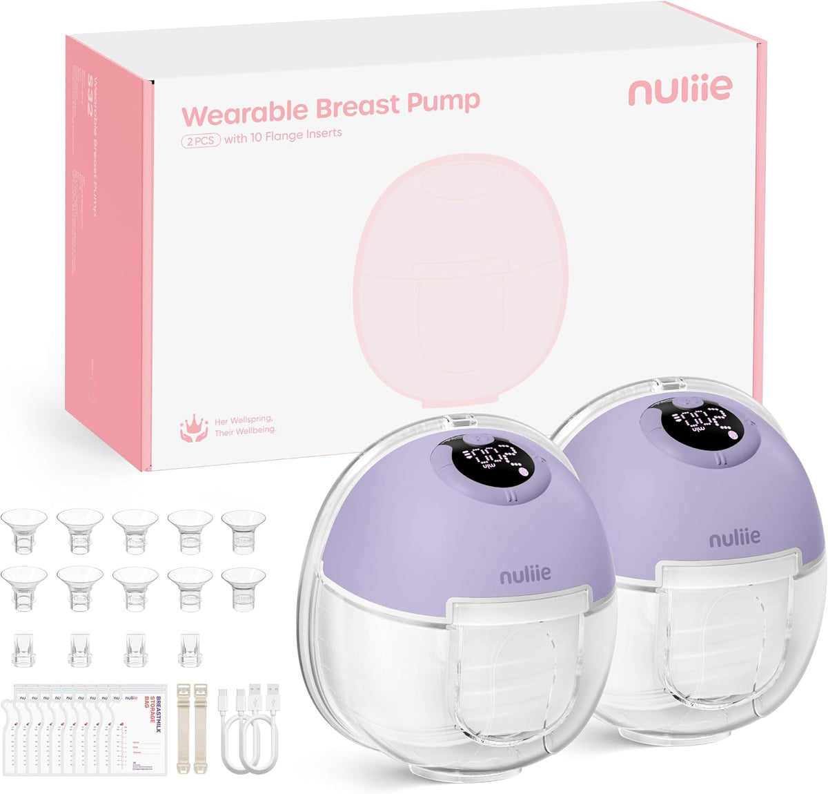 Nuliie S32 - Extractor de leche portátil manos libres, bomba eléctr...