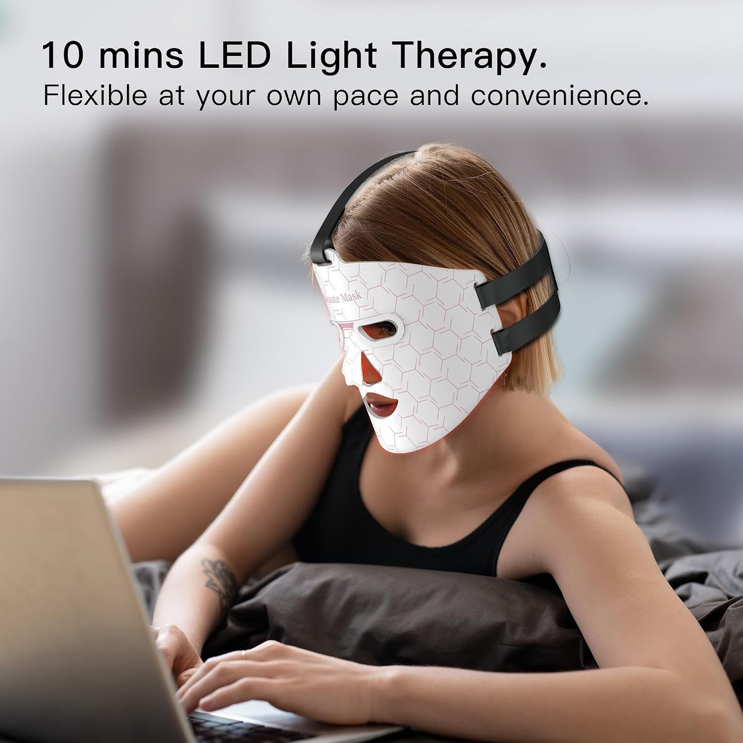 IBORRIA Terapia de luz roja para cara, máscara facial LED con luz i...
