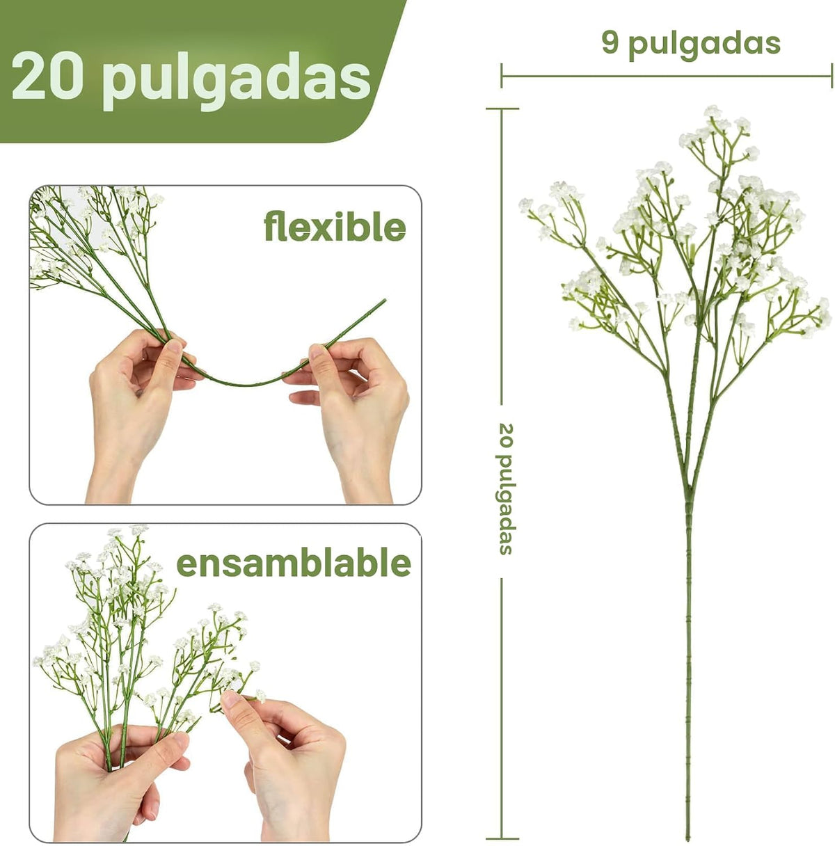 Sukh 10 Piezas Flores Artificiales de Aliento de Bebé Flores Falsas...