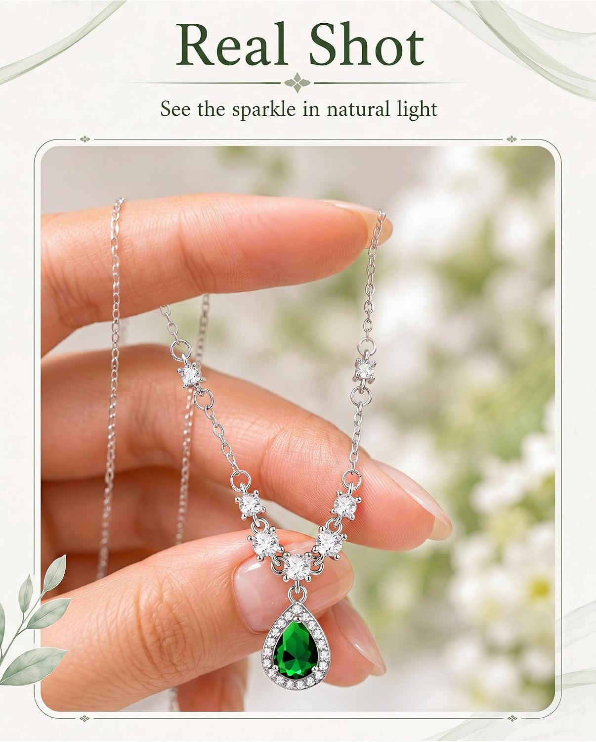Watforsh Colgante de lágrima de plata con piedra natal de cristal a...