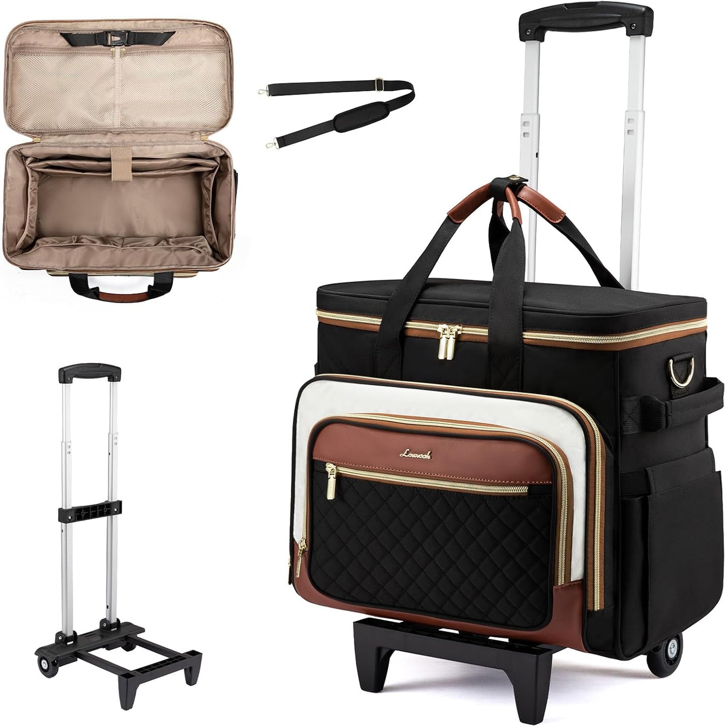 LOVEVOOK Bolsa con ruedas para profesor, bolsa para laptop con plat...