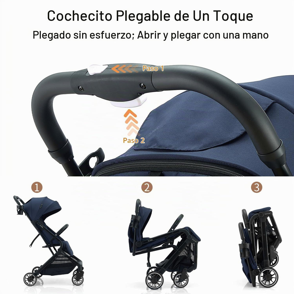 Gromast Cochecito de bebé plegable compacto, cochecito de viaje lig...