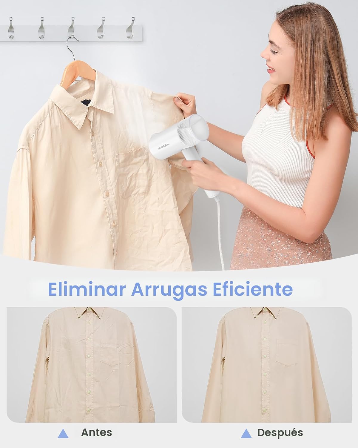BEAUTURAL Vaporizador para ropa, removedor de arrugas portátil de r...