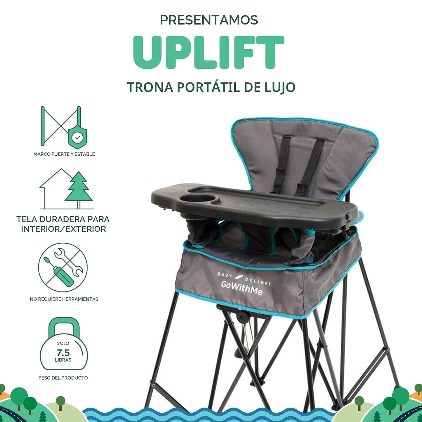Baby Delight Go with Me Uplift Silla alta portátil de lujo, para in...