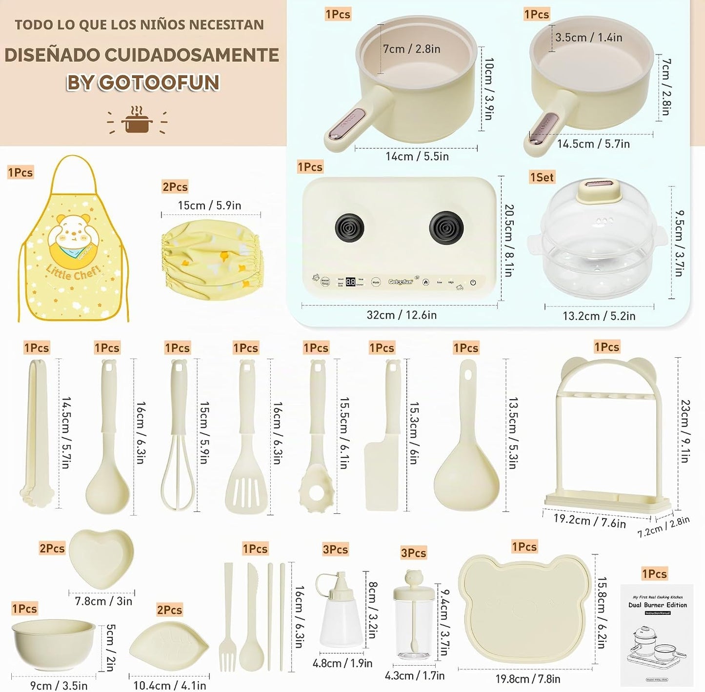 Gotoofun Juegos de cocina para niños, juego de cocina real de doble...