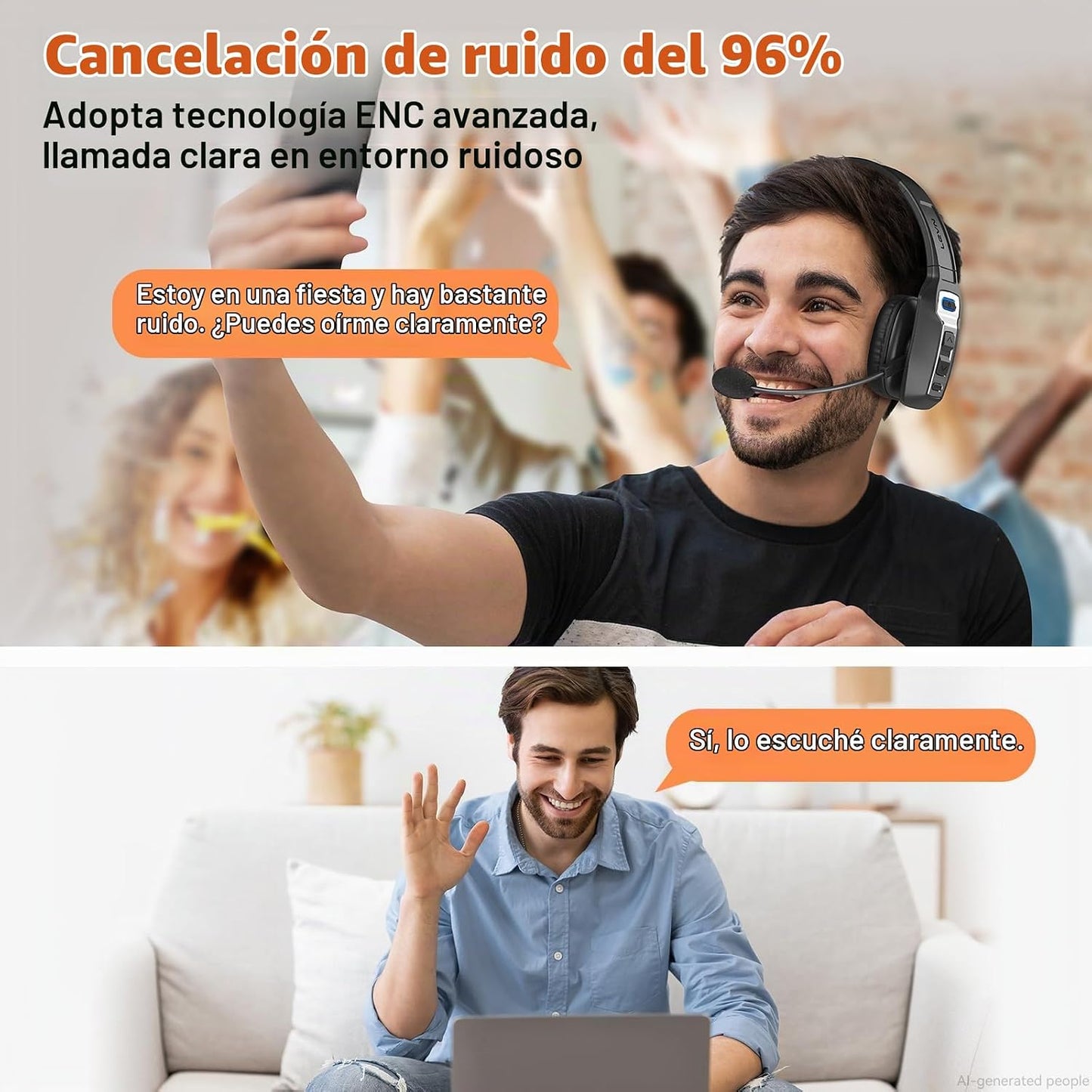 LEVN - Auriculares Bluetooth con micrófono, auriculares Bluetooth p...