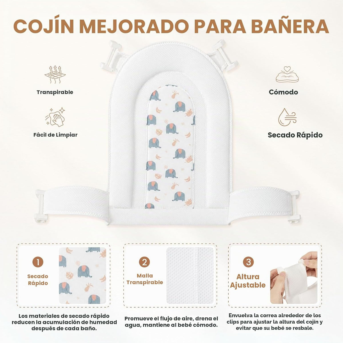 Bañera plegable para bebés, bañeras para recién nacidos con cojín s...