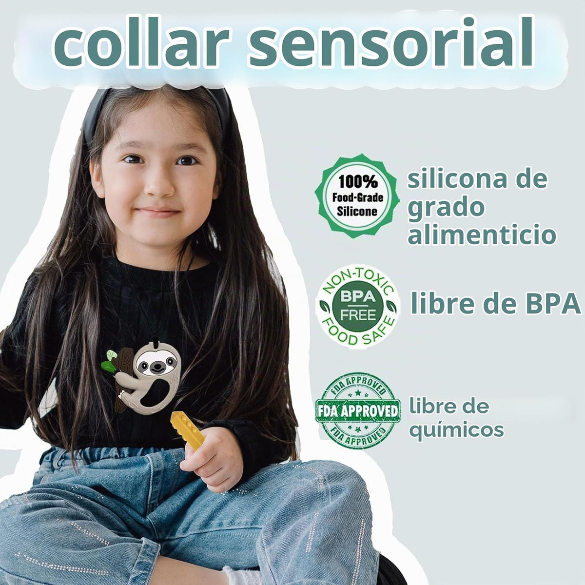 Collares masticables para niños sensoriales, 6 unidades, collares m...