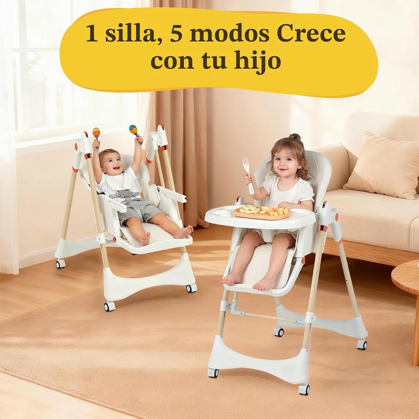 Silla alta 6 en 1 | Silla alta convertible para recién nacido a niñ...