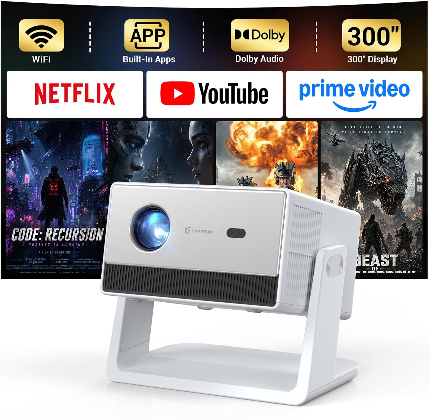 Mini proyector inteligente, proyector portátil con WiFi y Bluetooth...