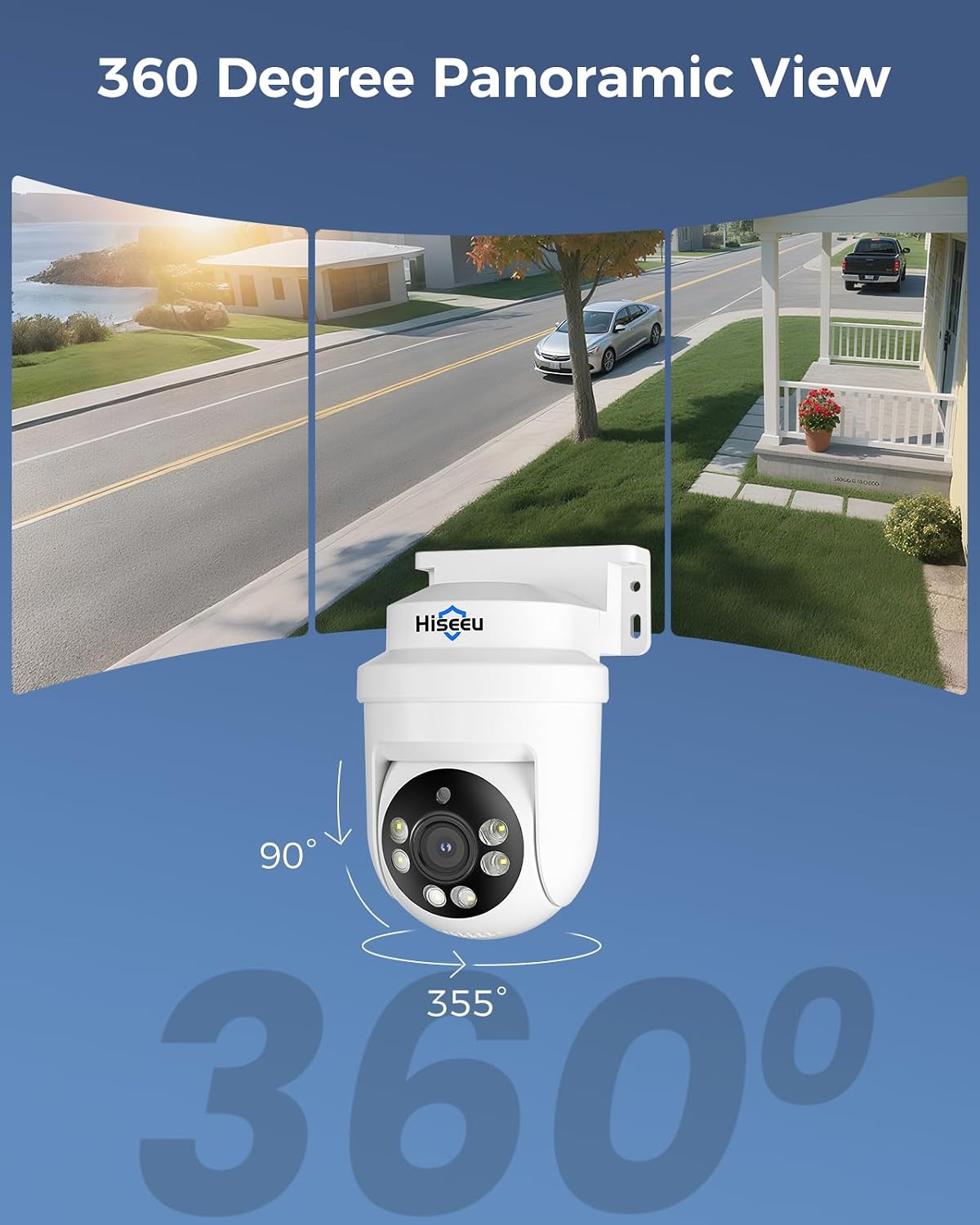 Hiseeu Sistema de cámara de seguridad con cable PTZ 3K para exterio...