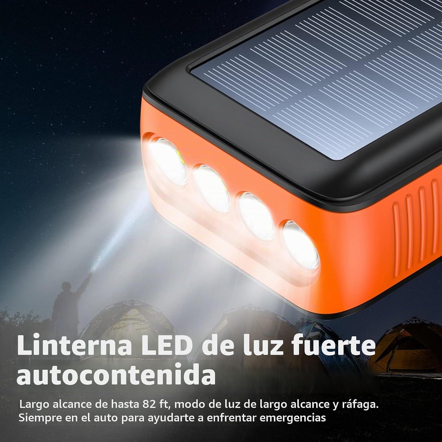 boogostore Cargador solar de 27000 mAh, cargador portátil con 4 sal...