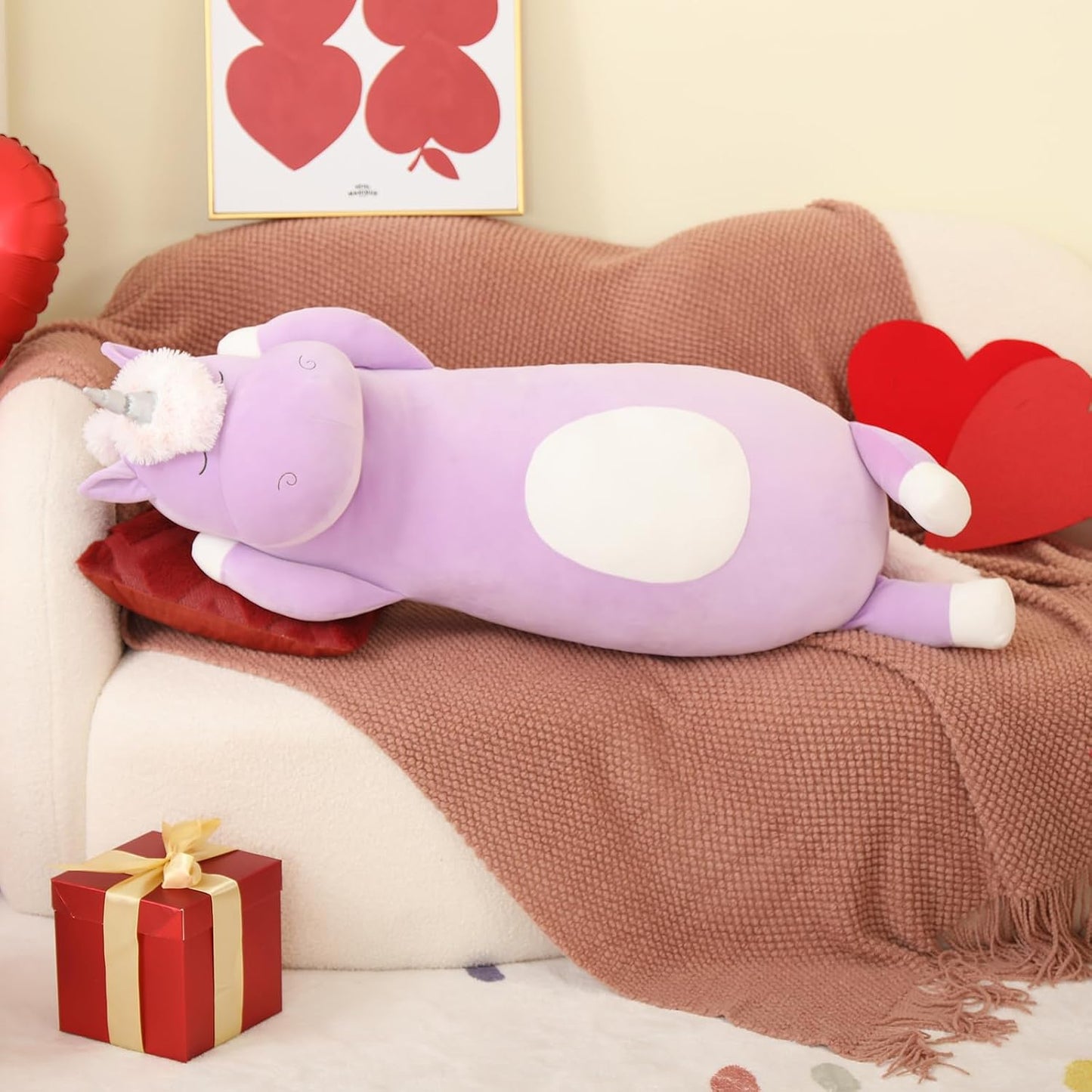 MorisMos Gran Animal de Peluche de Unicornio de 3 pies, Almohada de...