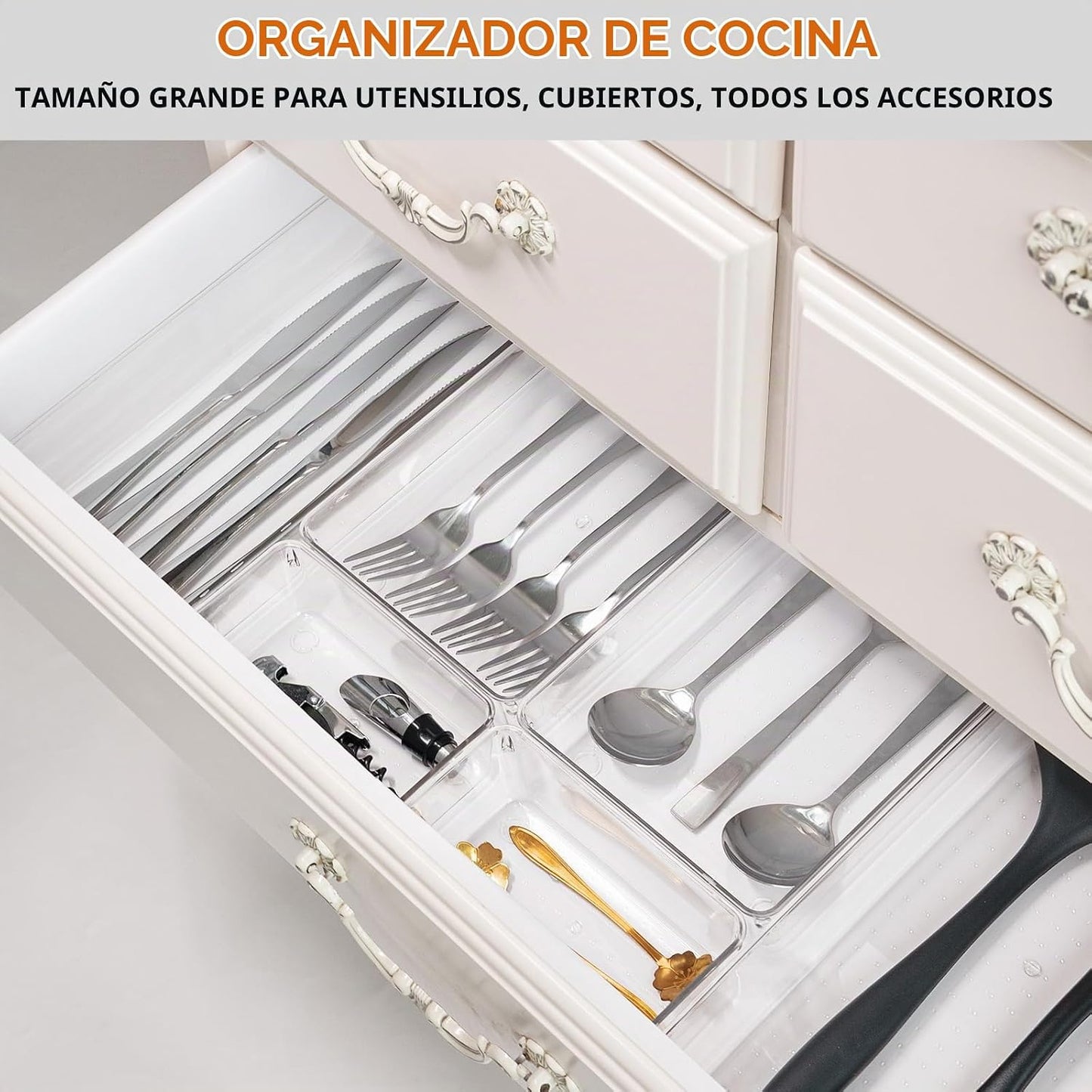 Criusia Paquete de 8 organizadores de cajones para utensilios de co...