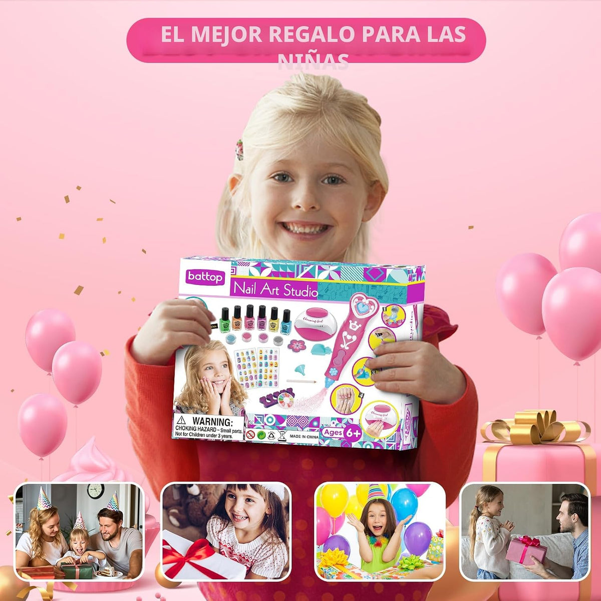 BATTOP Juego de Esmalte de Uñas para Niñas, Kits de Arte de Uñas co...