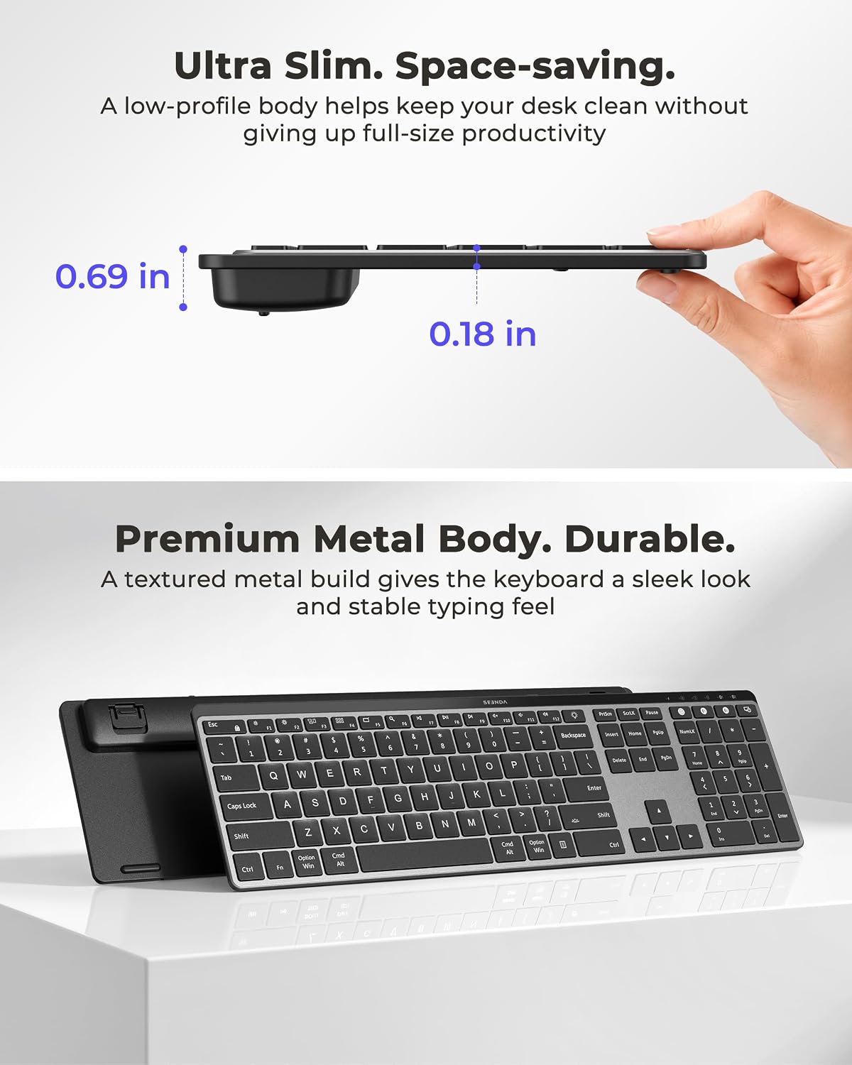 seenda COE64-3 Pro Combo de teclado inalámbrico Bluetooth y ratón |...