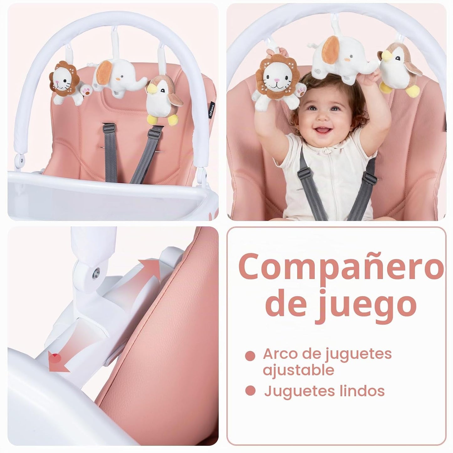 INFANS Silla alta para bebés y niños pequeños, silla alta plegable...